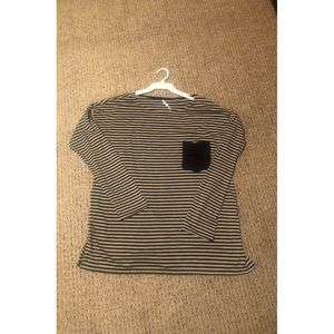 Stripe Jersey Top With Pocket
